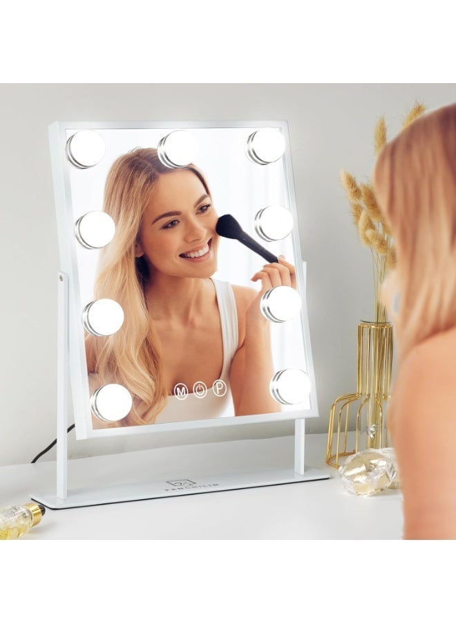 Hollywood Lighted Makeup Vanity Mirror with Smart Touch Control, 3-Color Dimmable Light,  360° Rotation - White - Image 4