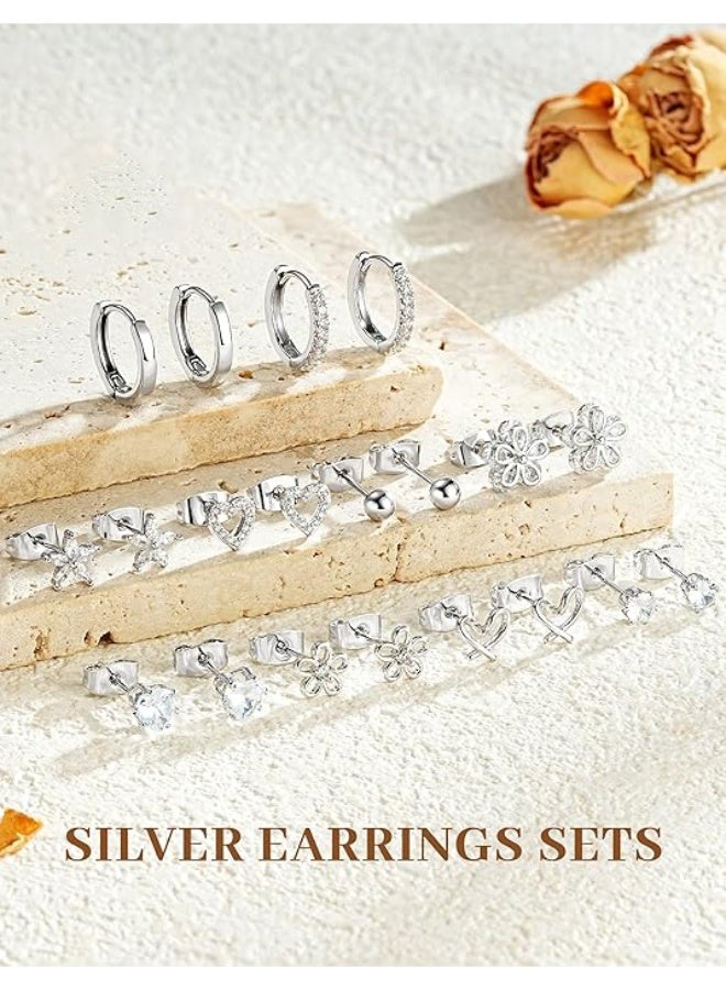 ShineZone 10 Pairs Petite Earring Set,Featuring Little Flower and Heart Shaped Earrings, A PerfectJewelry Gift - Image 3