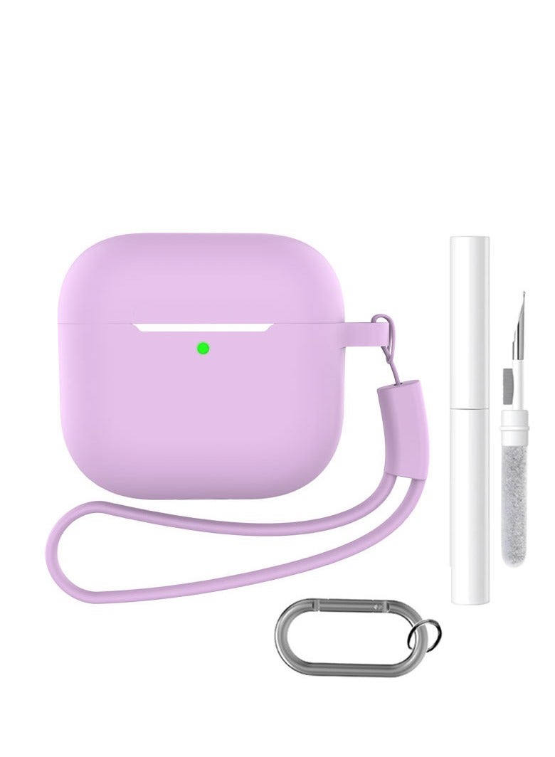 Oldzhan Soft Silicone Protective Case Cover for AirPods 4 with Cleaner Kit and Keychain(Purple) - Image 1