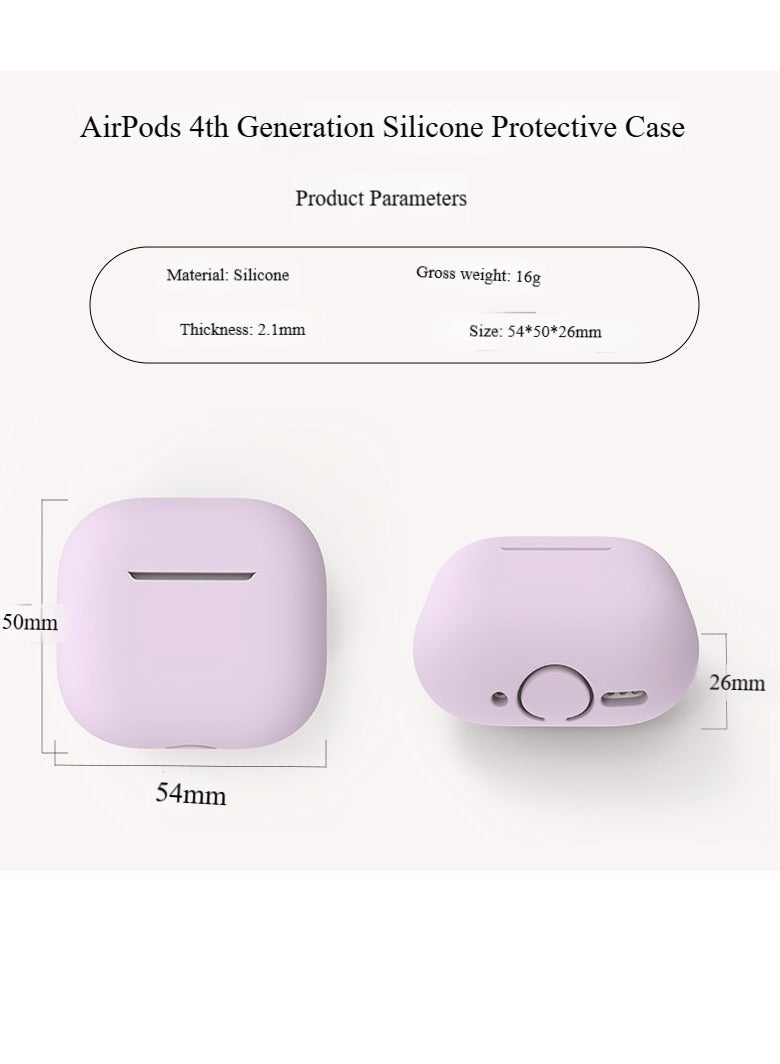 Oldzhan Soft Silicone Protective Case Cover for AirPods 4 with Cleaner Kit and Keychain(Purple) - Image 5