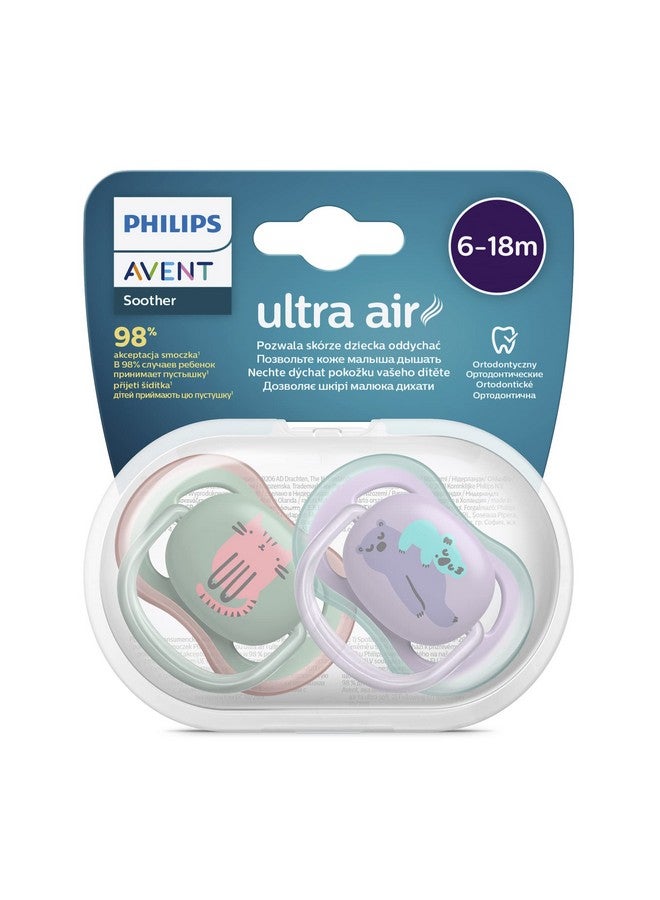 Avent Philips Avent Ultra Air Soother 2 Pack - Bpa-Free Soother For Babies Aged 6-18 Months (Model Scf085/18) By Fratelli,Silicone,Multicolor - Image 1