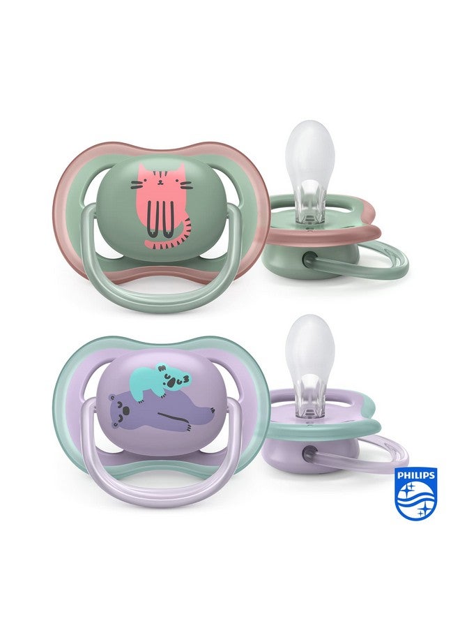Avent Philips Avent Ultra Air Soother 2 Pack - Bpa-Free Soother For Babies Aged 6-18 Months (Model Scf085/18) By Fratelli,Silicone,Multicolor - Image 2