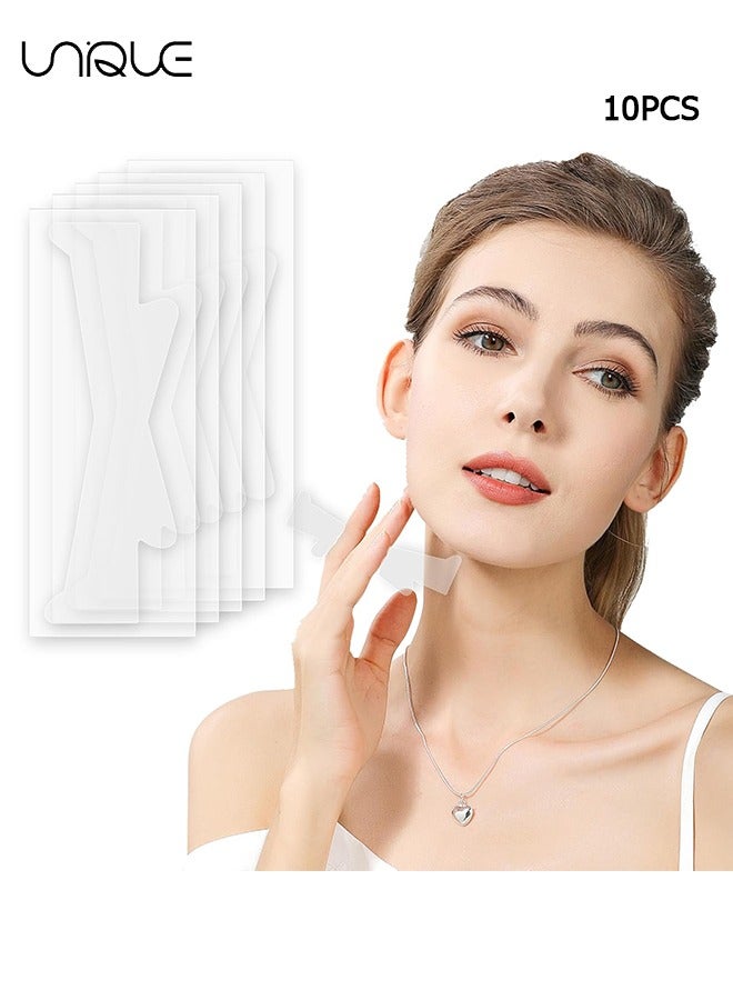يونيك 10 قطع أشرطة رفع الرقبة ، ملصقات رفع الرقبة الفورية غير مرئية ، شرائط تصحيح فورية لإنقاذ الرقبة غير مرئية مضادة للتجاعيد رقعة الرقبة رفع وثبات جلد الرقبة (شفاف) - Image 1