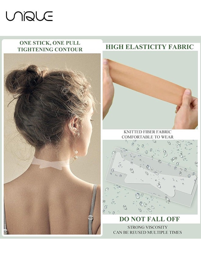 يونيك 10 قطع أشرطة رفع الرقبة ، ملصقات رفع الرقبة الفورية غير مرئية ، شرائط تصحيح فورية لإنقاذ الرقبة غير مرئية مضادة للتجاعيد رقعة الرقبة رفع وثبات جلد الرقبة (شفاف) - Image 3