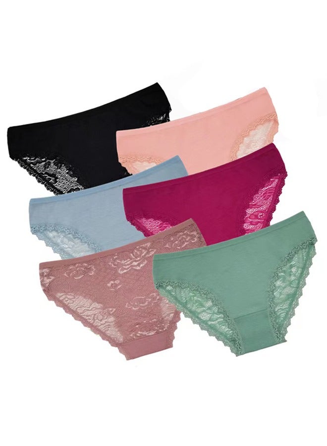 Zeemey Zeemey 6-Piece Cotton Breathable Panties Low Waist Fashionable Ladies Panties - Image 2