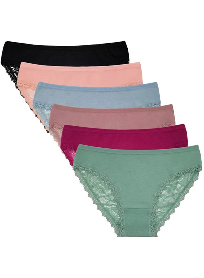 Zeemey Zeemey 6-Piece Cotton Breathable Panties Low Waist Fashionable Ladies Panties - Image 1