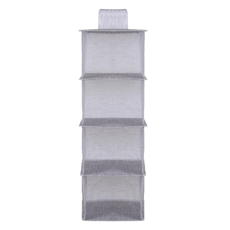 Kuber Industries Kuber Industries Shoe Rack | 4 Shelf Foldable Storage Rack | Clothes Hanging Organizer | Closet Organizer with Velcro | Shoe Rack Jute Printed | Pack of 2 | Gray  - Image 3