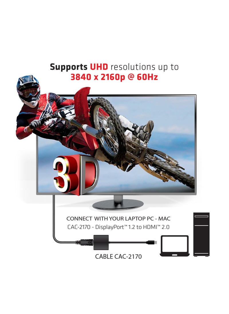 CLUB3D Club 3D CAC-2170 Mini DisplayPort 1.2 to HDMI 2.0 UHD Active Adapter M/F  - Image 4