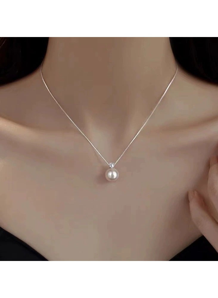 Goolsky Minimalist Pearl & Zircon Pendant Necklace for Women – Elegant Small Luxury Clavicle Chain, Tarnish-Resistant Dainty Jewelry  - Image 1
