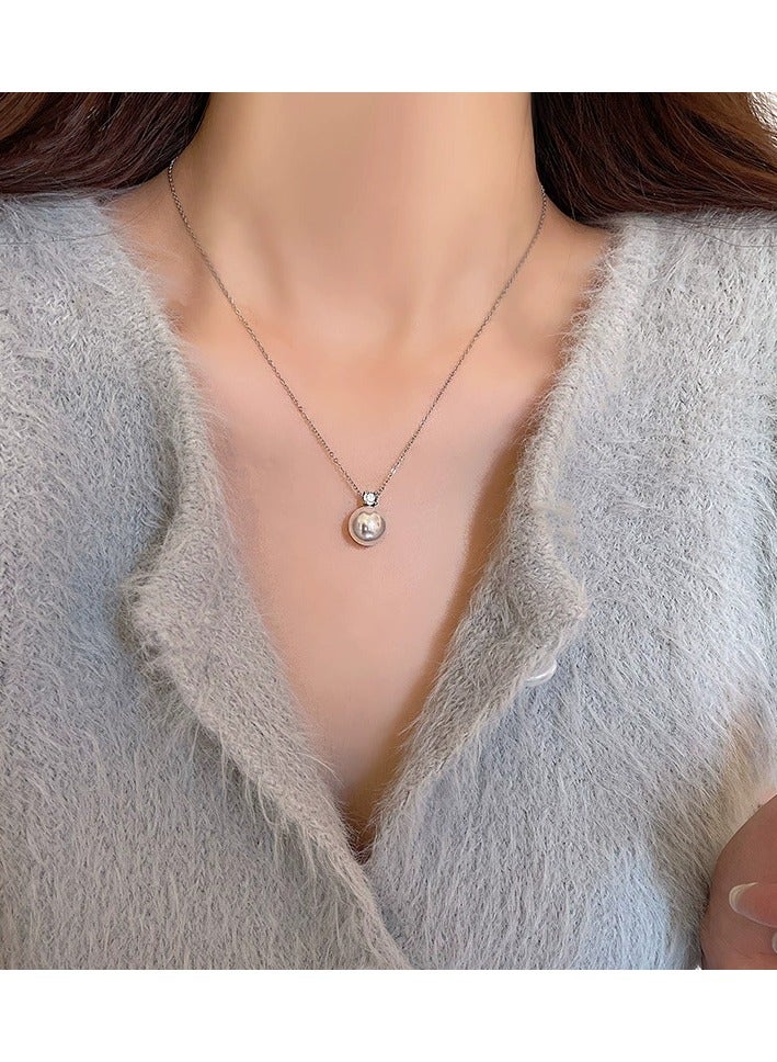 Goolsky Minimalist Pearl & Zircon Pendant Necklace for Women – Elegant Small Luxury Clavicle Chain, Tarnish-Resistant Dainty Jewelry  - Image 2