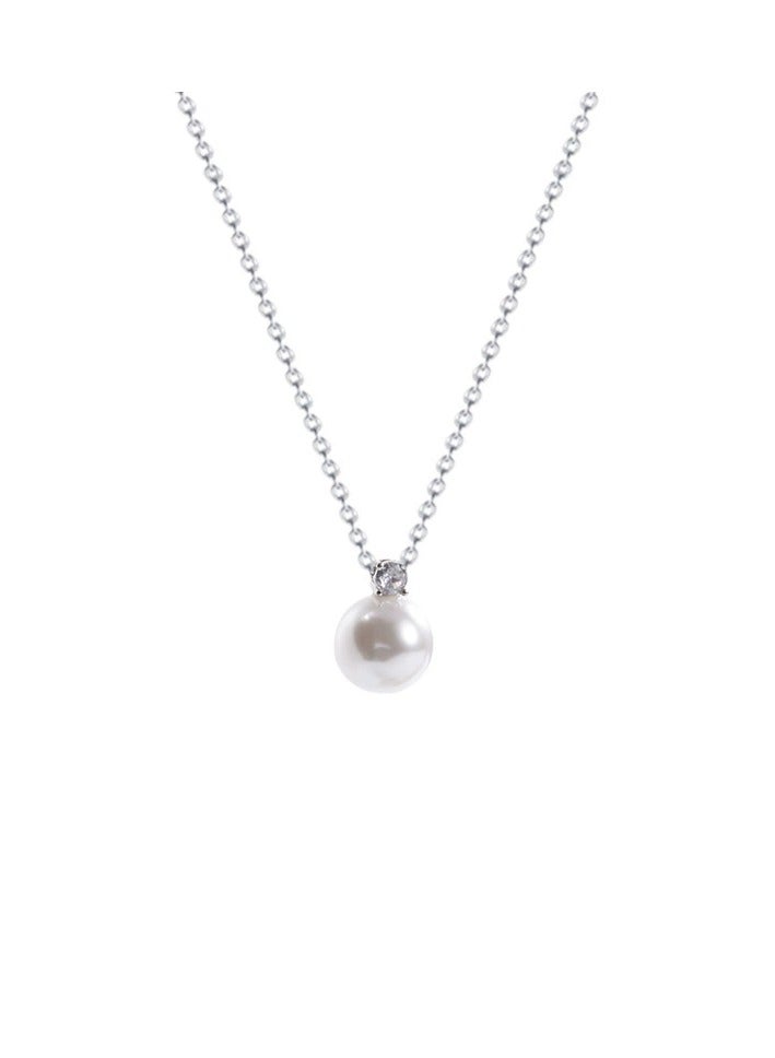 Goolsky Minimalist Pearl & Zircon Pendant Necklace for Women – Elegant Small Luxury Clavicle Chain, Tarnish-Resistant Dainty Jewelry  - Image 4