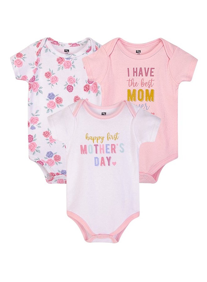 hudson baby Baby Bodysuit 3 Pieces Set Short Sleeve Mummys Girl, 9 - 12 Months - Image 1