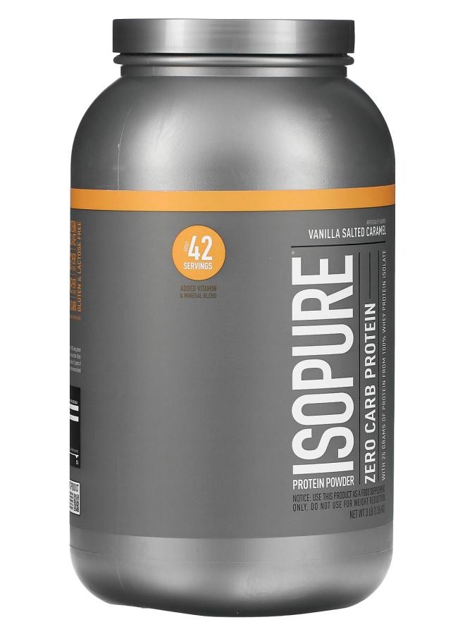 Isopure مسحوق بروتين خالي من الكربوهيدرات بنكهة الفانيليا والكراميل المملح 3 رطل (1.36 كجم) - Image 2