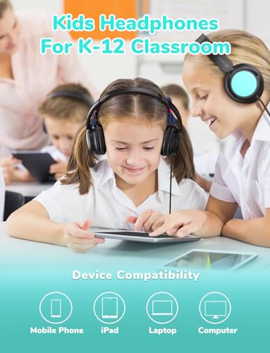iClever Kids Headphones Bulk 5 Pack for Students K-12 & Teachers, Durable PP Material, 85dBA Safe Volume, Multiple Folding Options, Kids Wired Headphones for School/Classroom/Home/Travel - Image 5