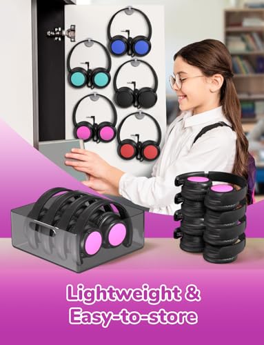 iClever Kids Headphones Bulk 5 Pack for Students K-12 & Teachers, Durable PP Material, 85dBA Safe Volume, Multiple Folding Options, Kids Wired Headphones for School/Classroom/Home/Travel - Image 4