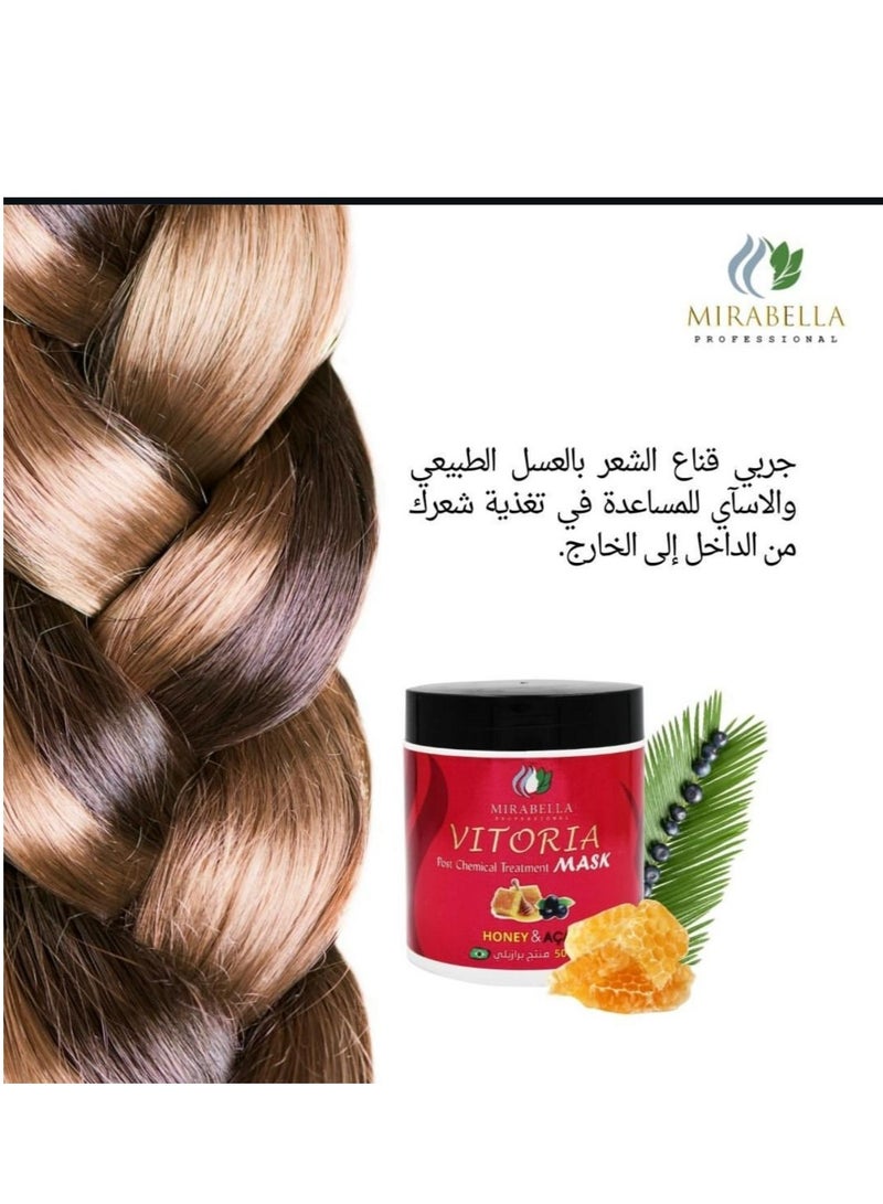 Mirabella Vittoria Professional Cream Care Hair Mask with Organic Sweet Almond Oil Hair Care Nourishing Hair 500g - Image 2