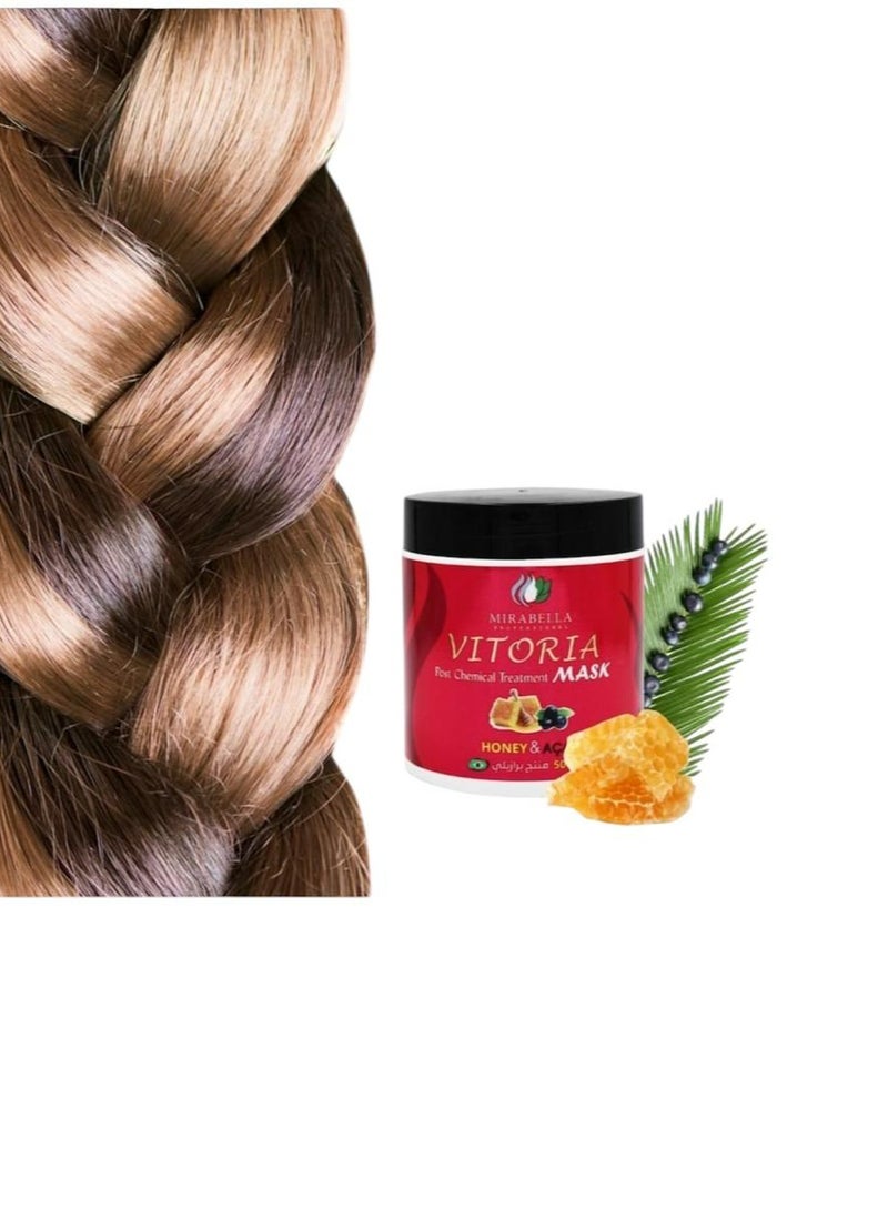 Mirabella Vittoria Professional Cream Care Hair Mask with Organic Sweet Almond Oil Hair Care Nourishing Hair 500g - Image 3