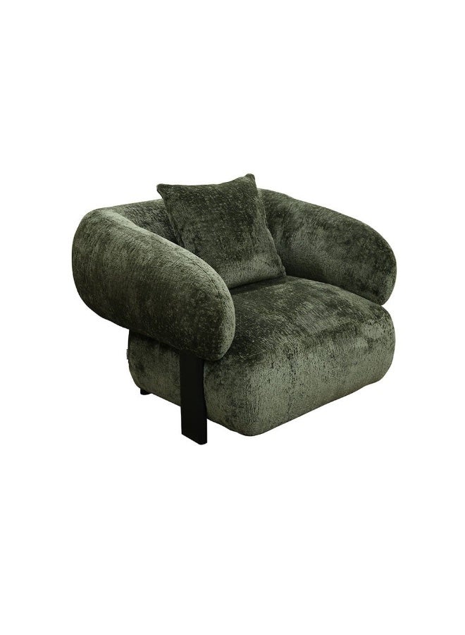 DANUBE HOME Trinity Fabric 1 Seater Sofa Armchair Modern Design Single Seater Accent Chair Comfortable Living Room Furniture L112Xw98Xh76Cm - Green  - Image 3