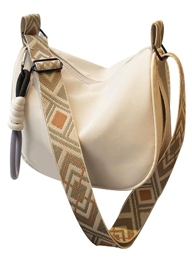 acdiac Small Crossbody Pack Bag For Woman Adjustable Strap Shoulder Bag With Zipper Closure Travel Shopping Messenger Bag (White-C) - Image 1