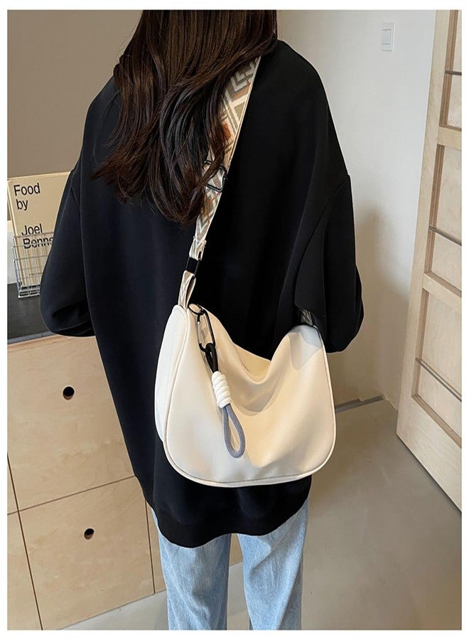 acdiac Small Crossbody Pack Bag For Woman Adjustable Strap Shoulder Bag With Zipper Closure Travel Shopping Messenger Bag (White-C) - Image 2