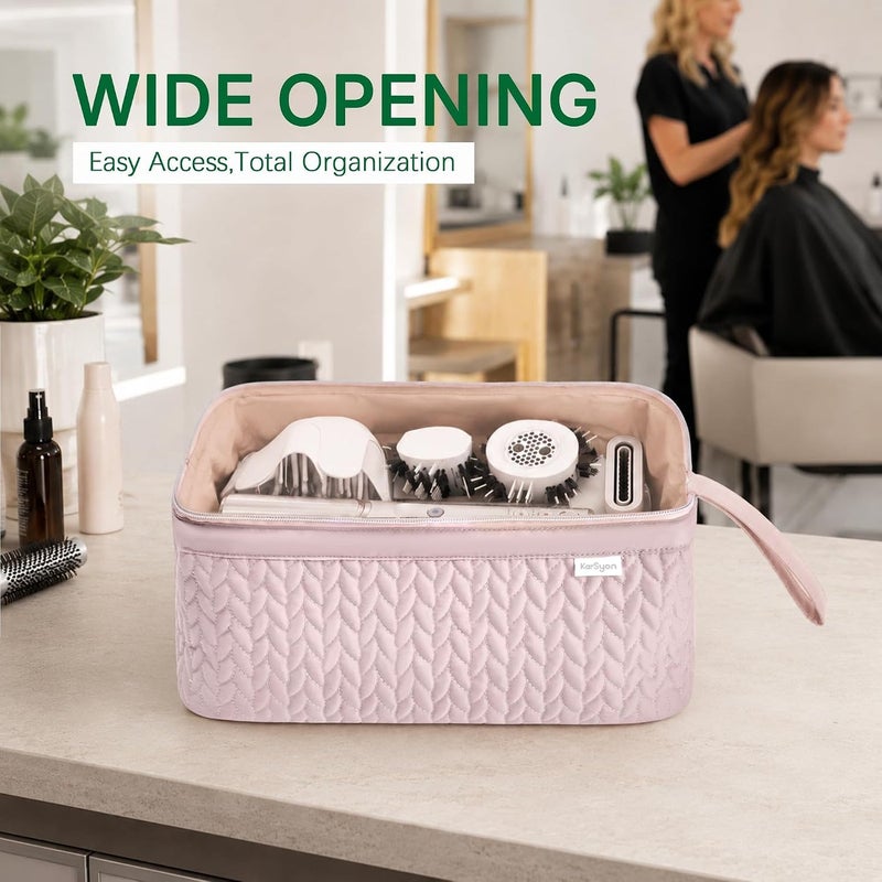 krofaue KarSyon Shark Flex Style Case for Dyson Airwrap Hair Dryer Brush Revlon Hair Tools Travel Bag Carrying Case Flat Curling Iron Organizer, Pink,  Portability - Image 3