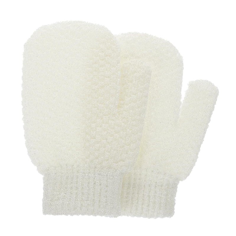 White Exfoliating Shower Mittens Soft Bath Gloves For Gentle Skin Scrubbing And Rich Foaming - Image 1