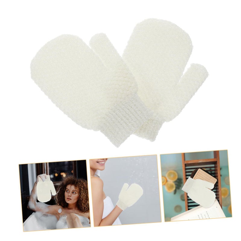 White Exfoliating Shower Mittens Soft Bath Gloves For Gentle Skin Scrubbing And Rich Foaming - Image 5