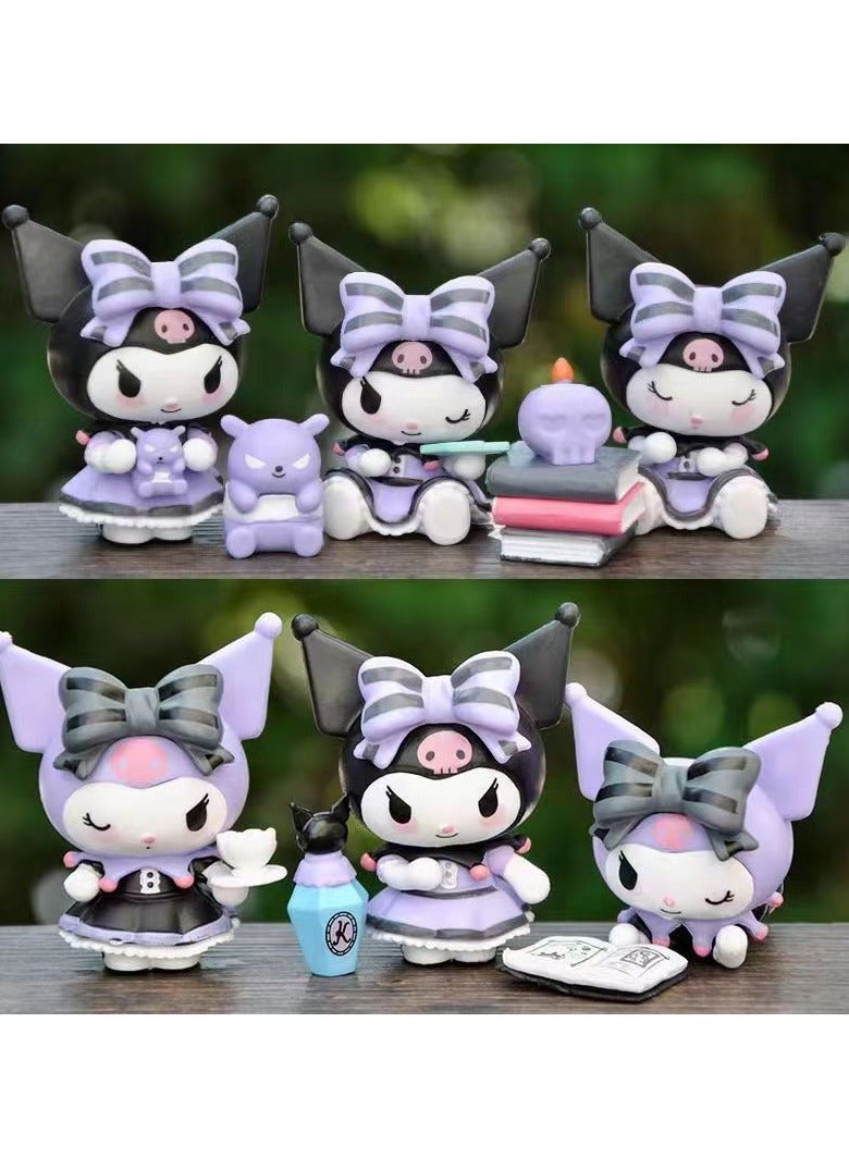 Sanrio 6-Piece Sanrio Kuromi Action Figure Cartoon Figure Toy Collection Set Suitable for Car and Table Decoration - Image 3