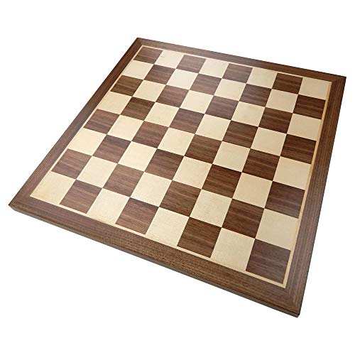 Best Chess Set Monroe Extra Thick Chess Board with Inlaid Walnut and Maple Wood Large 18 x 18 Inch Board Only - Image 1