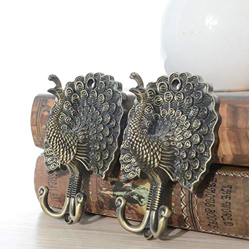 Ailejia 1Pair Peacock Curtain Holdbacks Zinc Alloy Wall Hook Hanging Ball Straps Wall Mounted Curtain (Bronze) - Image 4