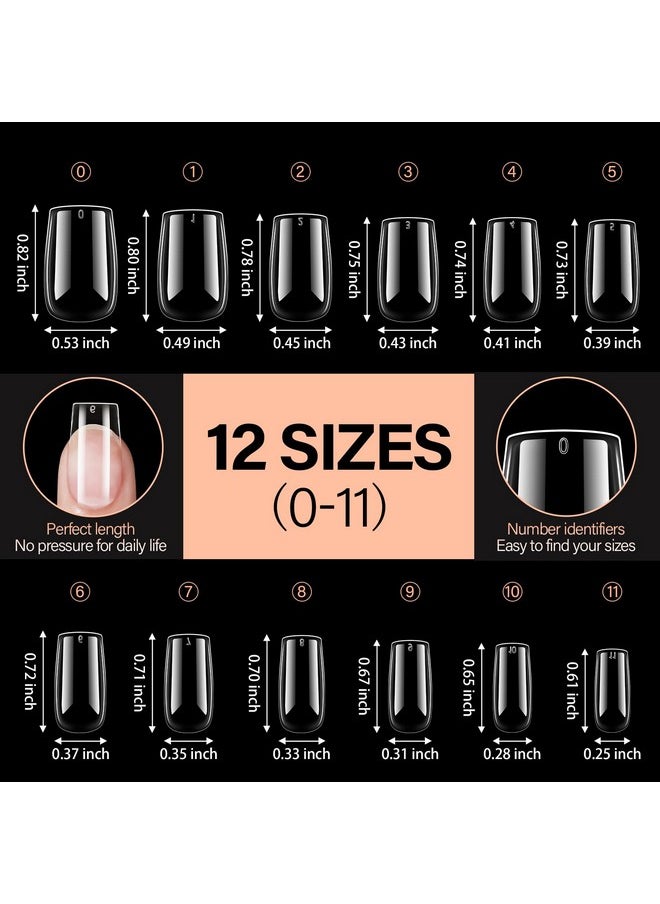 AILLSA - AILLSA Short Square Nails Clear Gel Nail Tips False Full Cover Soft Nail Tips for DIY Home Salon Gift, Preshaped Gelly Press on Fake Nail Tips for Nail Extension 216PCS 12 Sizes - Image 1