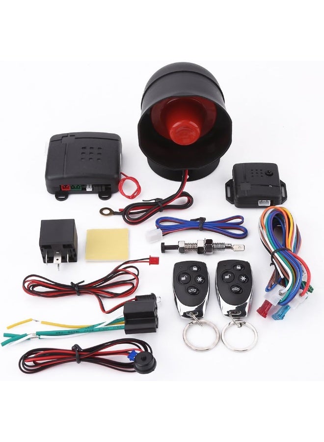 Estink Car Alarm Security System, Universal Anti-Theft Device Car Alarm Security Protection System Car Keyless Entry System with 2 Remote Controls Car Horn Siren Alarm, DC12V ±3V - Image 1