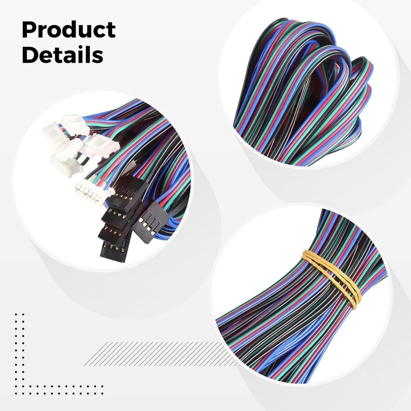 10 Pcs Motor Cables (39.4 in / 100 Cm), Xh2.54 4 Pin to 6 Pin, Stepper Motor Wire with Copper Core, Black White Terminal, Compatible with Printer CNC - Image 5