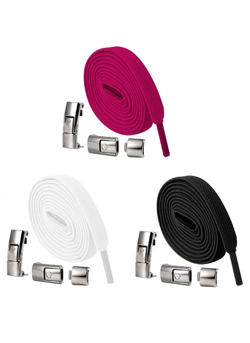 CLS - 3 Pairs of Sports Shoelaces Press Lock Shoelaces No Tie Shoe Laces Elastic Laces - Image 1