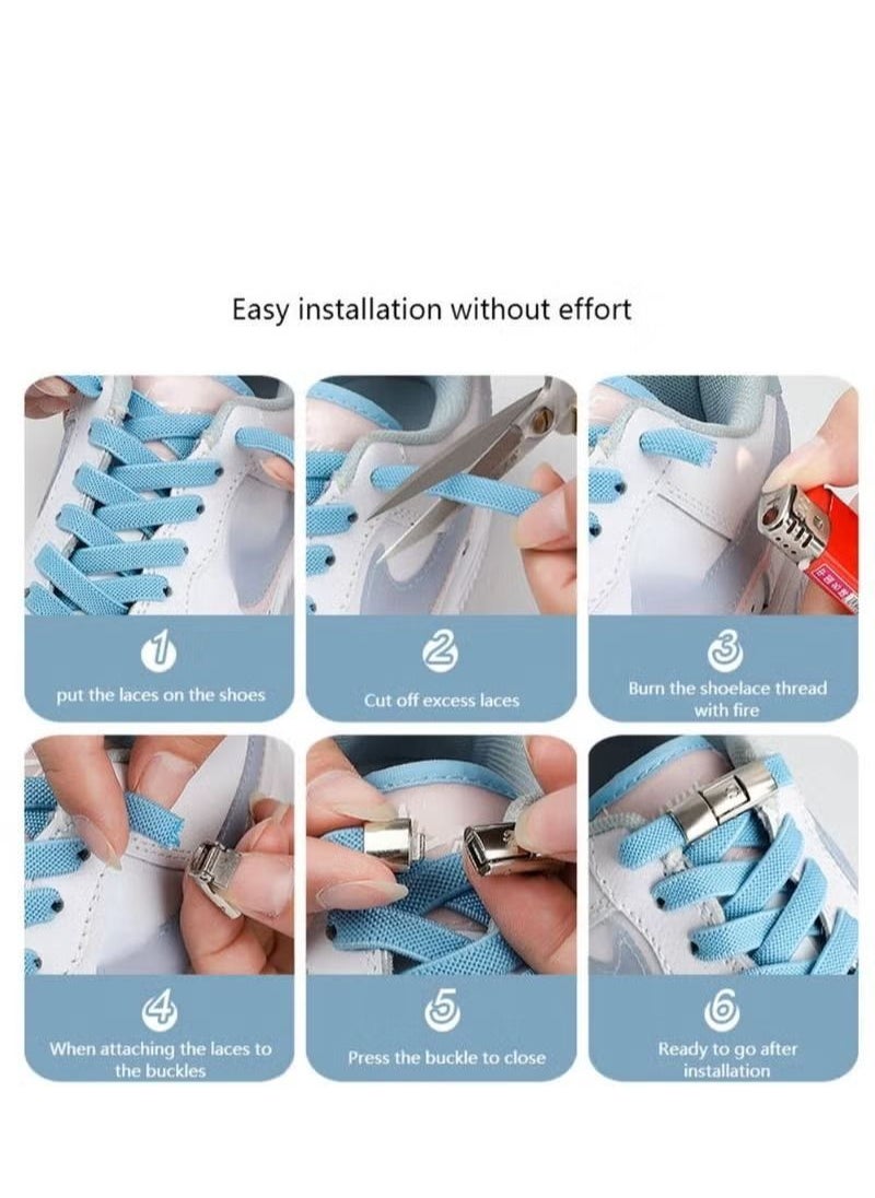 CLS - 3 Pairs of Sports Shoelaces Press Lock Shoelaces No Tie Shoe Laces Elastic Laces - Image 1