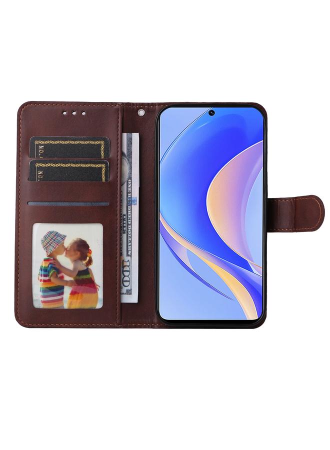 زبون جراب لهاتف Huawei nova Y90 / Enjoy 50 Pro جراب هاتف كلاسيكي من الجلد القابل للطي بنسيج جلد العجل - Image 4