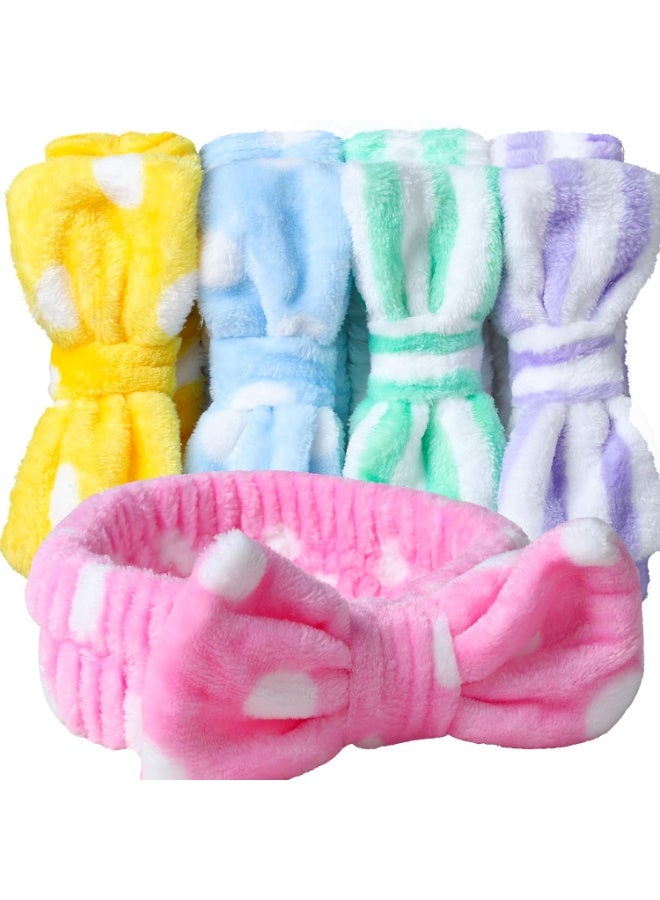Teenitor 5pcs Makeup Headband with Removable Bow, Spa Headband for Washing Face for Teen Girls Women, Christmas Gifts Basket for Teens Girls Party, Skin Care Hairband - Image 1
