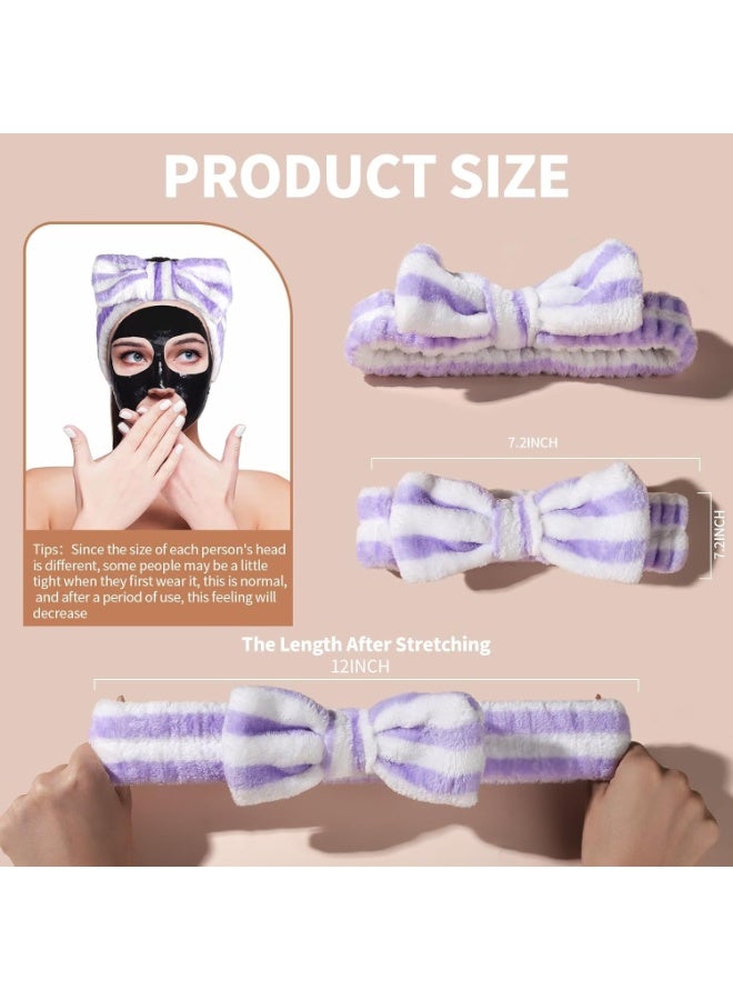 Teenitor 5pcs Makeup Headband with Removable Bow, Spa Headband for Washing Face for Teen Girls Women, Christmas Gifts Basket for Teens Girls Party, Skin Care Hairband - Image 3