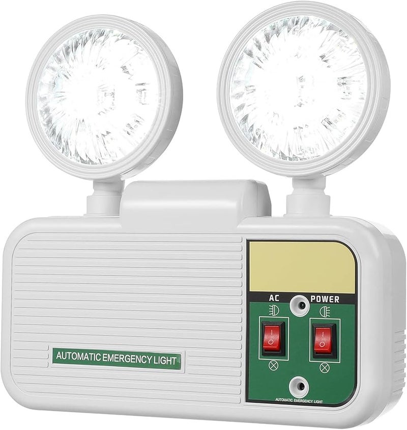 White Emergency Light Wall Mount Exit Lighting 12 Hour Battery Backup Safe Easy Install for Home Office Commercial Use - Image 1