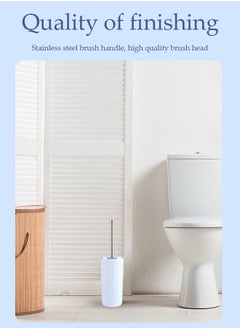 DUNISO 8 pieces of Bathroom accessories set ,plastic gift set, corrugated round electroplating bathroom set, with lotion bottle, toothbrush cup, mouthwash cup, soap tray, toilet brush, trash can, cotton swab box and tray (white)  - Image 2