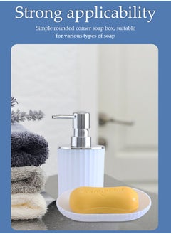 DUNISO 8 pieces of Bathroom accessories set ,plastic gift set, corrugated round electroplating bathroom set, with lotion bottle, toothbrush cup, mouthwash cup, soap tray, toilet brush, trash can, cotton swab box and tray (white)  - Image 3
