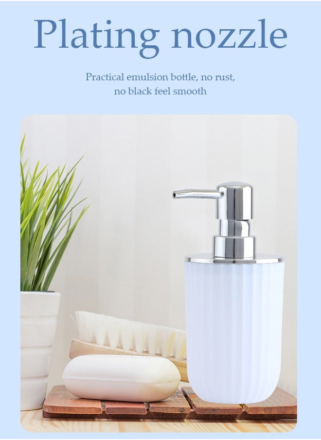 DUNISO - 8 pieces of Bathroom accessories set ,plastic gift set, corrugated round electroplating bathroom set, with lotion bottle, toothbrush cup, mouthwash cup, soap tray, toilet brush, trash can, cotton swab box and tray (white) - Image 1