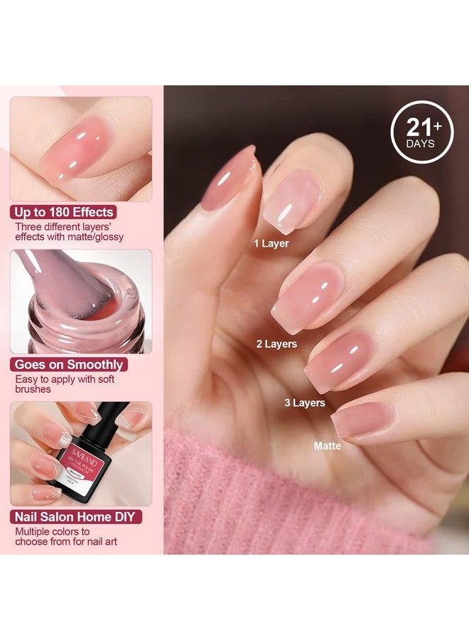 SAVILAND Jelly Gel Nail Polish Set, 30 Colors Translucent Nude Pink Transparent Nail Polish Set with 180 Sheer/Matte/Glossy Effects for Nail Salon DIY Home Christmas Holiday Gift Set - Image 3