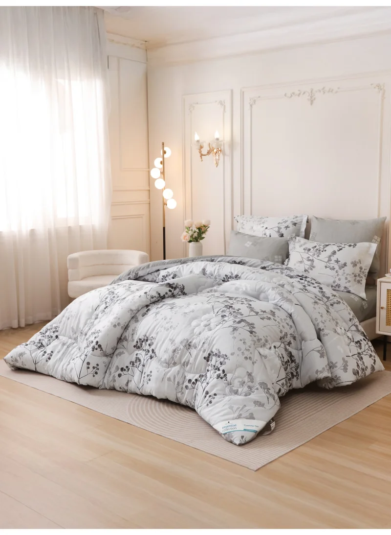 Donetella KING 6-Pcs Printed King Comforter Set | Fits 200x200 cm Size Bed | Soft Brushed Microfiber | Reversible Printed Comforter | 350 GSM Down Alternative Fill  | Best Price UAE