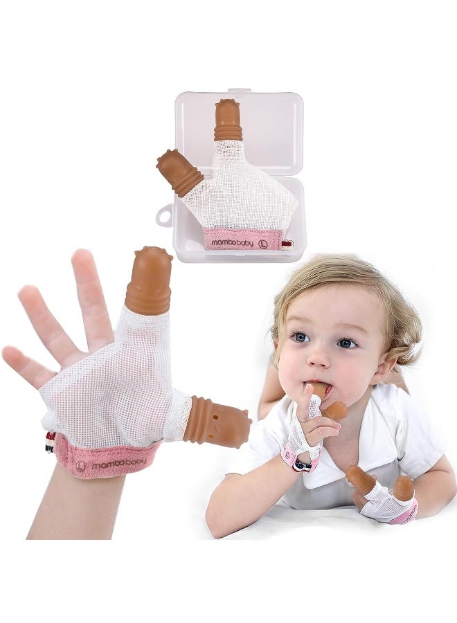 Elfzone Elfzone Thumb Sucking Stop for Kids - 1-2 Years Old - Silicone Finger Guard for Thumb Sucking with Breathable Mesh Adjustable Thumb Sucking Treatment Kit for 12 Months (Pink, Large) - Image 1