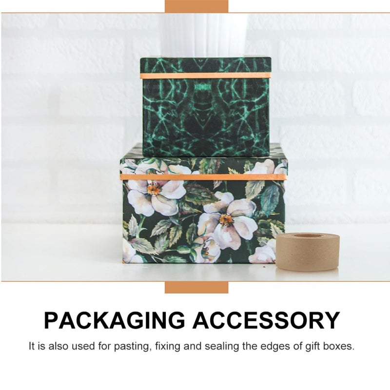 Lurrose Writable Kraft Paper Flatback Tape 3.6cm X 2 Rolls Water Reactive Self-Adhesive Sealing Tape Eco-Friendly for Mailing and Shipping - Image 3