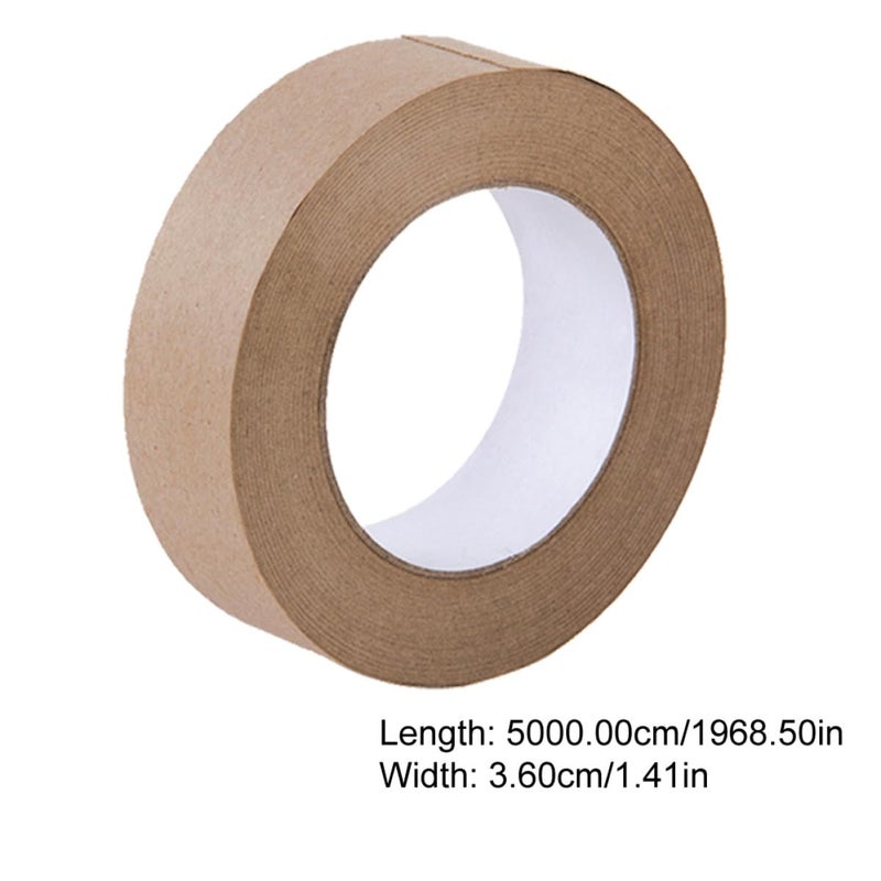 Lurrose Writable Kraft Paper Flatback Tape 3.6cm X 2 Rolls Water Reactive Self-Adhesive Sealing Tape Eco-Friendly for Mailing and Shipping - Image 2
