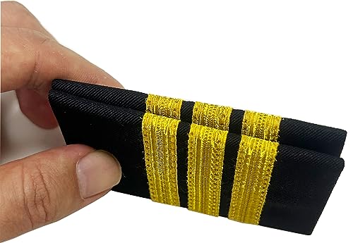 TAIKMD 1 Pair Airlines Pilot Uniform Epaulets Captain Aviators Shirts Epaulettes Sliders Officer Shoulder Boards Badge with Gold Stripes One/Two/Three/Four Bar (Two Bar) - Image 5