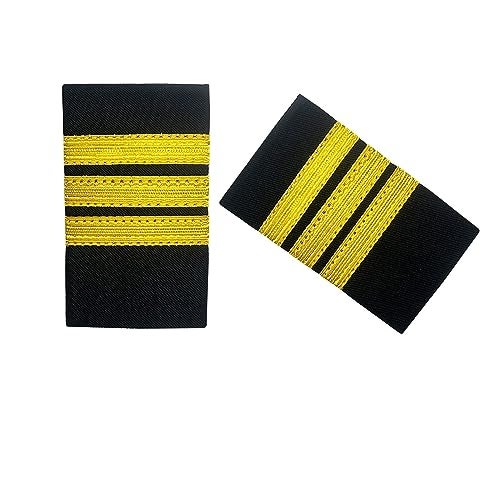 TAIKMD 1 Pair Airlines Pilot Uniform Epaulets Captain Aviators Shirts Epaulettes Sliders Officer Shoulder Boards Badge with Gold Stripes One/Two/Three/Four Bar (Two Bar) - Image 3