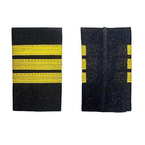 TAIKMD 1 Pair Airlines Pilot Uniform Epaulets Captain Aviators Shirts Epaulettes Sliders Officer Shoulder Boards Badge with Gold Stripes One/Two/Three/Four Bar (Two Bar) - Image 2